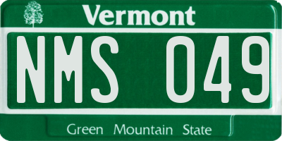 VT license plate NMS049