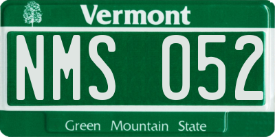 VT license plate NMS052