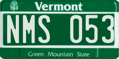 VT license plate NMS053
