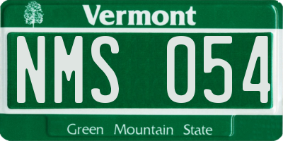 VT license plate NMS054