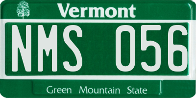 VT license plate NMS056
