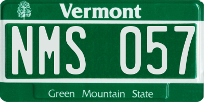 VT license plate NMS057