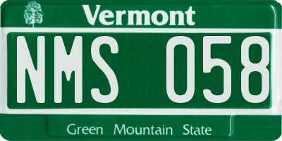 VT license plate NMS058