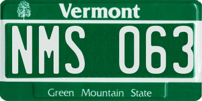 VT license plate NMS063