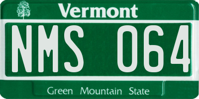 VT license plate NMS064
