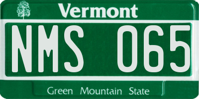 VT license plate NMS065
