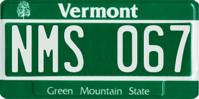 VT license plate NMS067