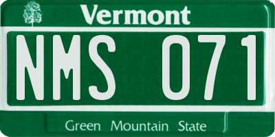 VT license plate NMS071