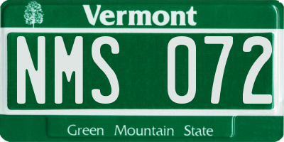 VT license plate NMS072