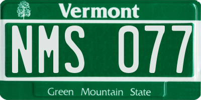 VT license plate NMS077