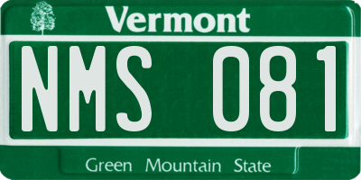 VT license plate NMS081