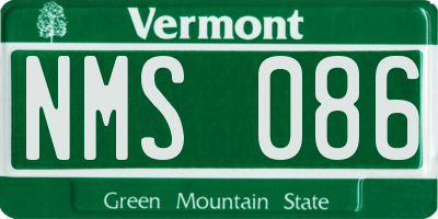 VT license plate NMS086
