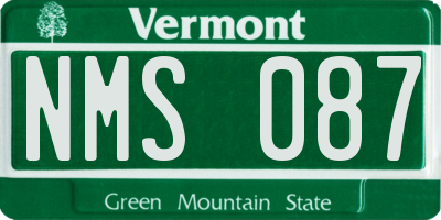 VT license plate NMS087