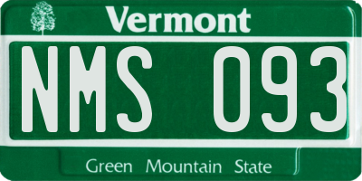 VT license plate NMS093