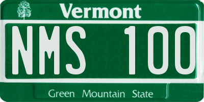 VT license plate NMS100