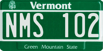 VT license plate NMS102