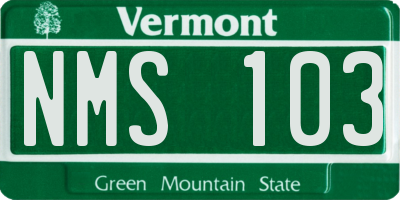 VT license plate NMS103