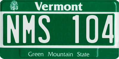 VT license plate NMS104