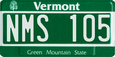 VT license plate NMS105