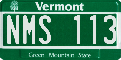 VT license plate NMS113
