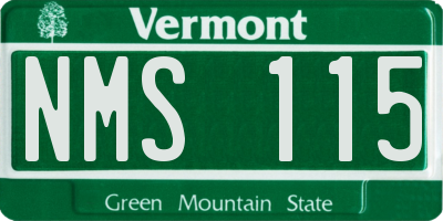 VT license plate NMS115