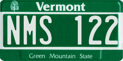 VT license plate NMS122
