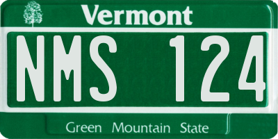 VT license plate NMS124