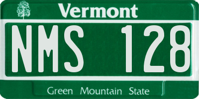 VT license plate NMS128