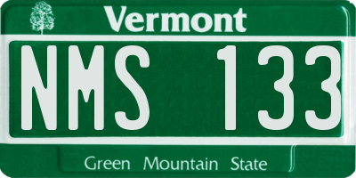 VT license plate NMS133