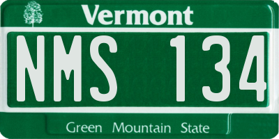 VT license plate NMS134