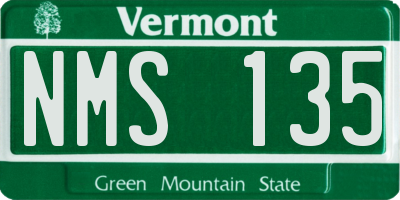 VT license plate NMS135