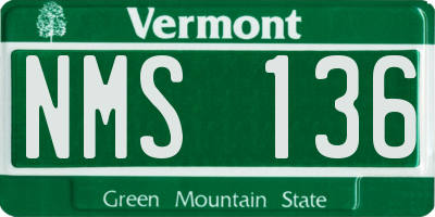 VT license plate NMS136