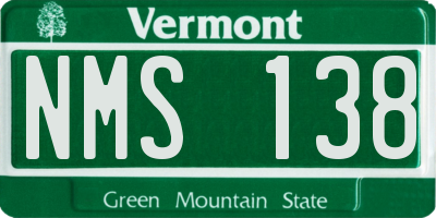 VT license plate NMS138