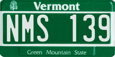 VT license plate NMS139