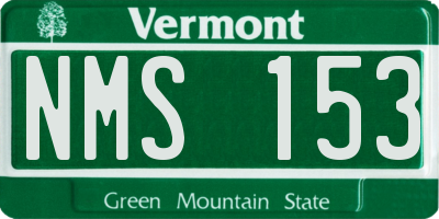 VT license plate NMS153