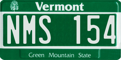 VT license plate NMS154