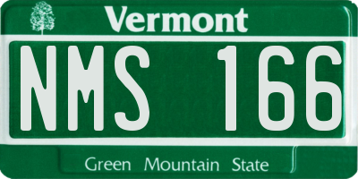 VT license plate NMS166