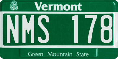 VT license plate NMS178