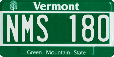 VT license plate NMS180