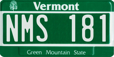 VT license plate NMS181
