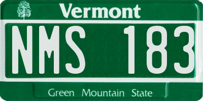 VT license plate NMS183