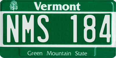 VT license plate NMS184