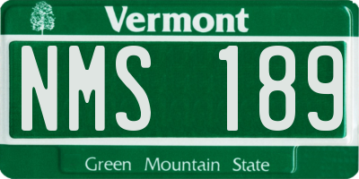 VT license plate NMS189