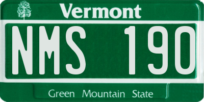 VT license plate NMS190