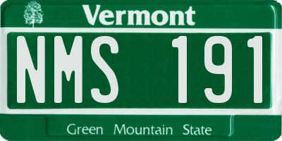 VT license plate NMS191