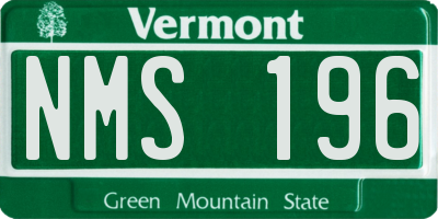 VT license plate NMS196