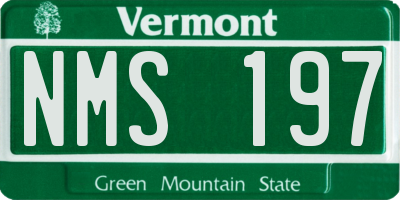 VT license plate NMS197