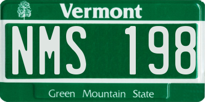 VT license plate NMS198
