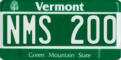 VT license plate NMS200