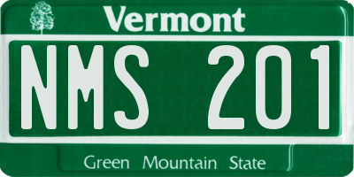 VT license plate NMS201